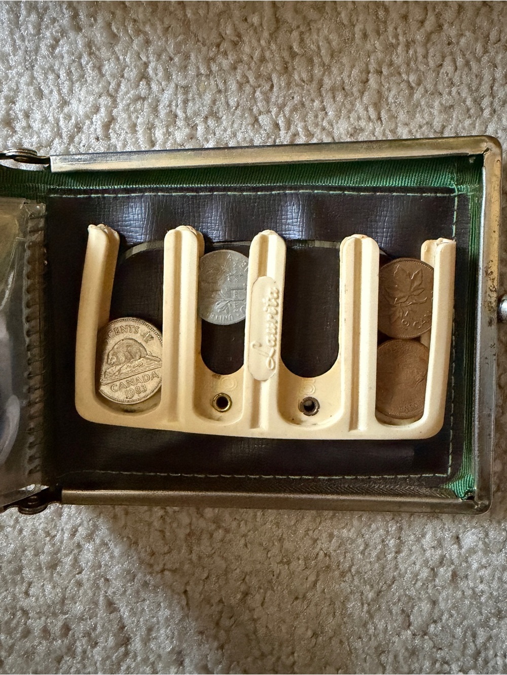 Cream Plastic Coin Organizer with Built-in Slots